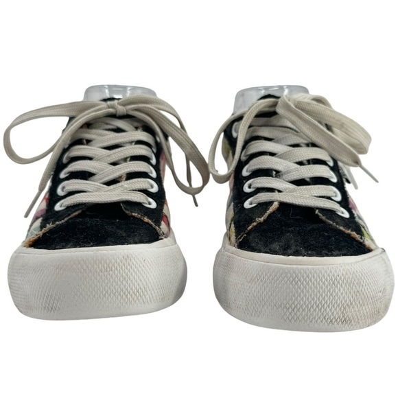 Vintage Mudd Rainbow Checkered Platform Sneakers Canvas Black Suede Accent | 7 - Picture 4 of 9
